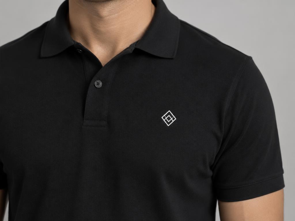 Black polo shirt with embroidered logo
